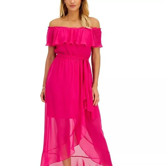 SLNY | Dresses | Sl Fashions Ruffle Offtheshoulder Maxi Dress Azalea Size 8  | Poshmark